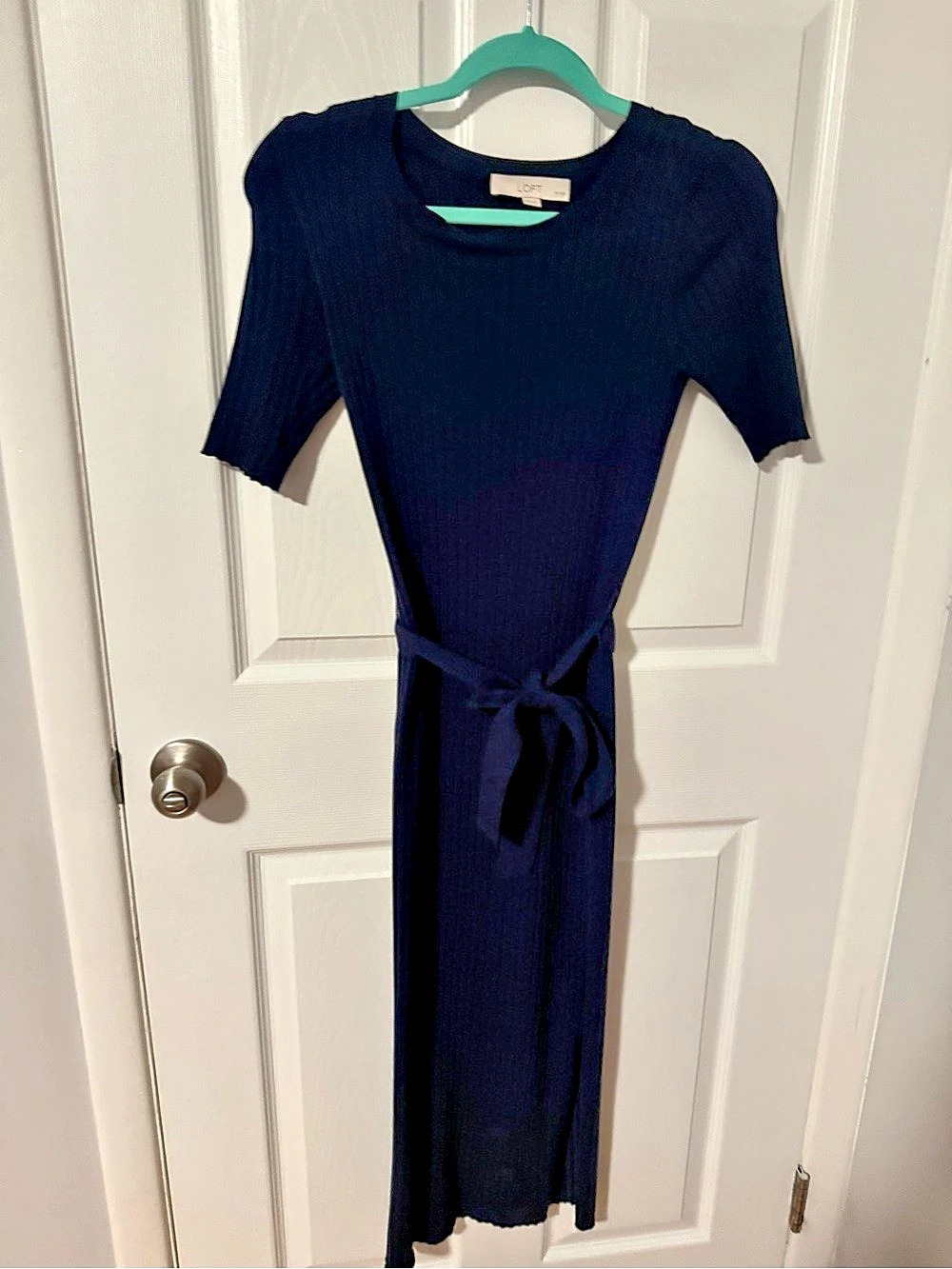 LOFT Ribbed Maxi Dress in Blue Size XS Like New